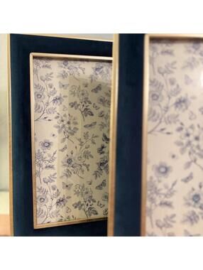 Reed & Barton Blue Velvet and Gold Picture Frame